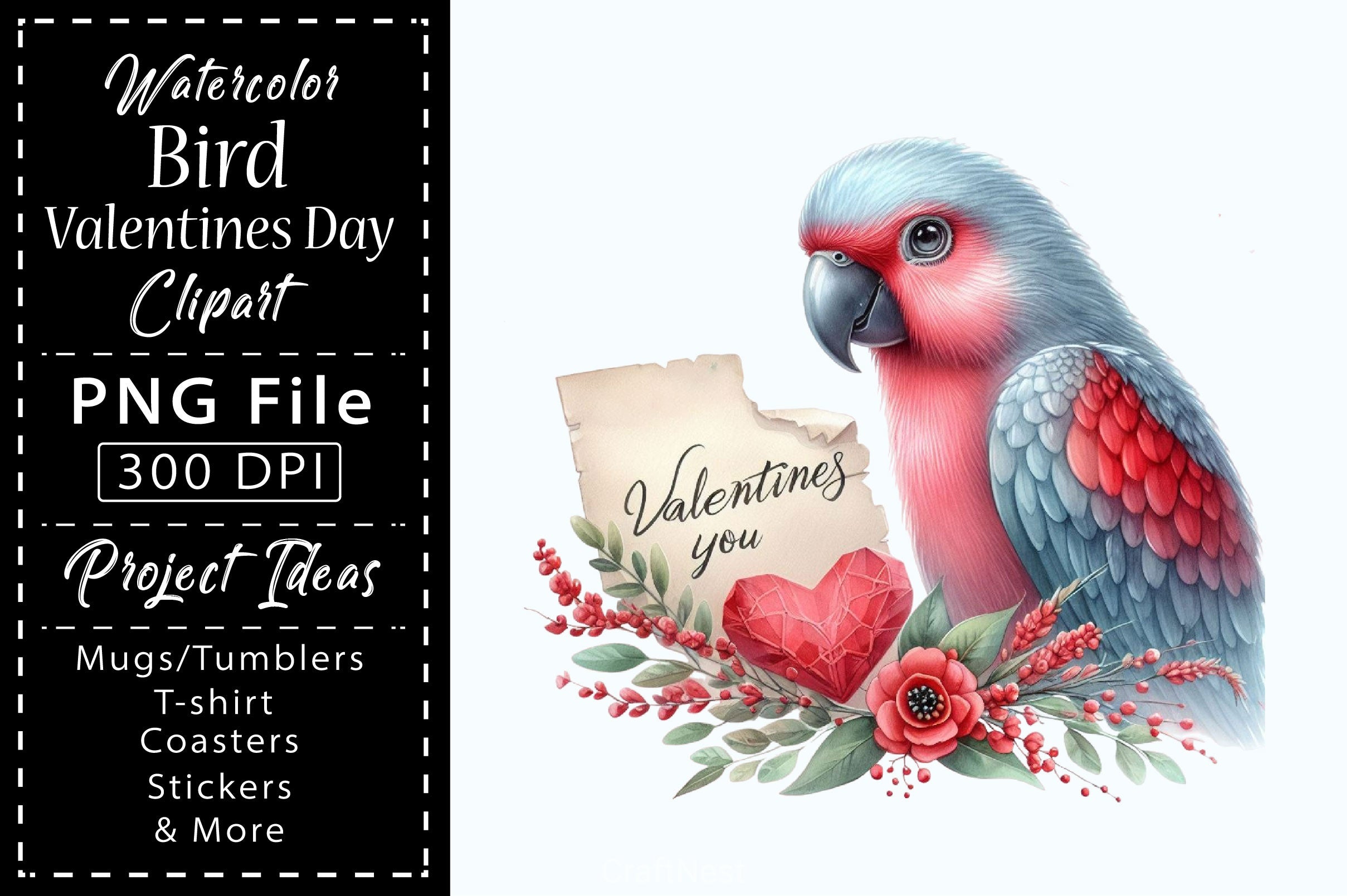 Bird Valentine Clipart Bundle  6 - CraftNest - Digital Crafting and Art