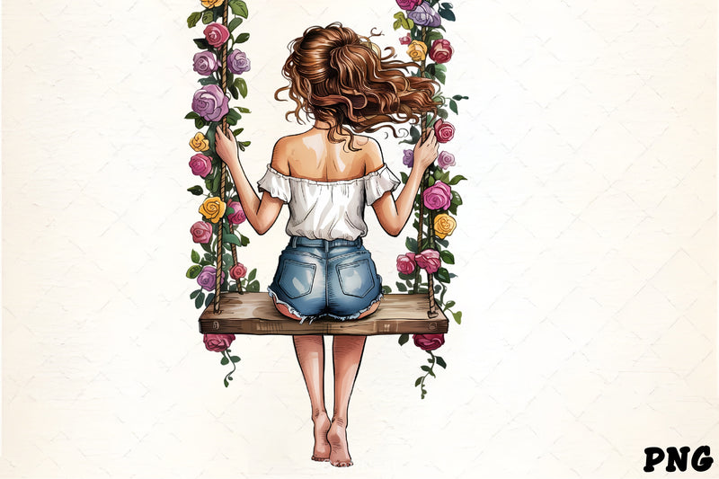 Girl on Swing Clipart Bundle - CraftNest - Digital Crafting and Art