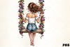 Girl on Swing Clipart Bundle