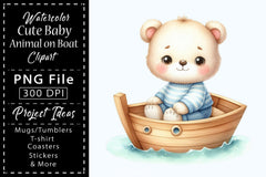 Cute Baby Animals Boat Clipart Bundle 8 - CraftNest - Digital Crafting and Art