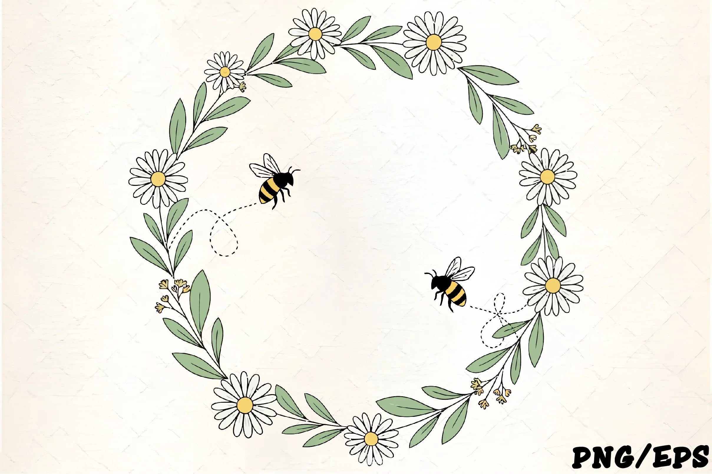 Floral Wreath Bees & Daisies Clipart Bundle - CraftNest - Digital Crafting and Art
