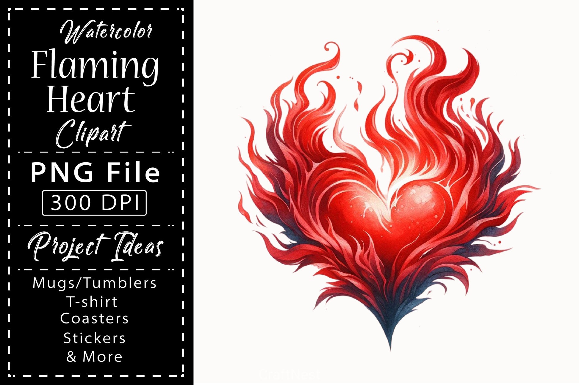 Flaming Heart Clipart Bundle 13 - CraftNest - Digital Crafting and Art