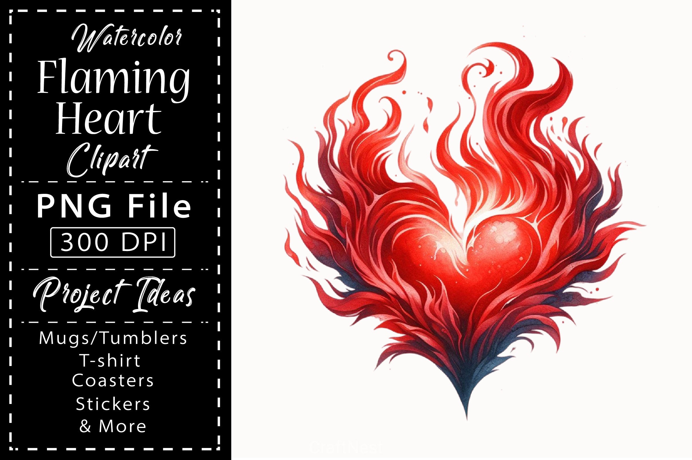Flaming Heart Clipart Bundle 13 - CraftNest - Digital Crafting and Art