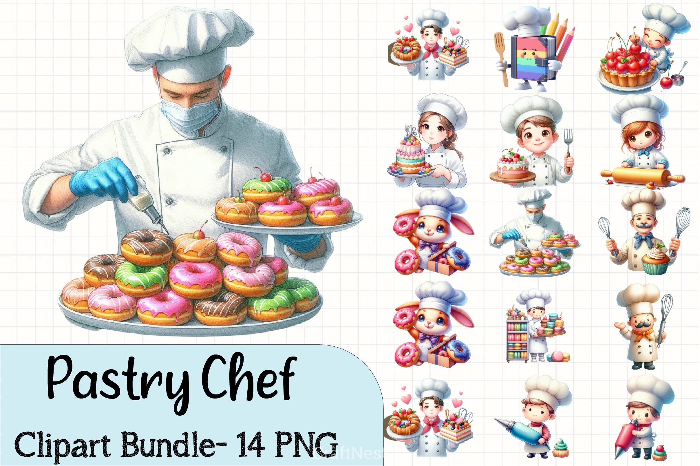 Pastry Chef Clipart Bundle - CraftNest - Digital Crafting and Art