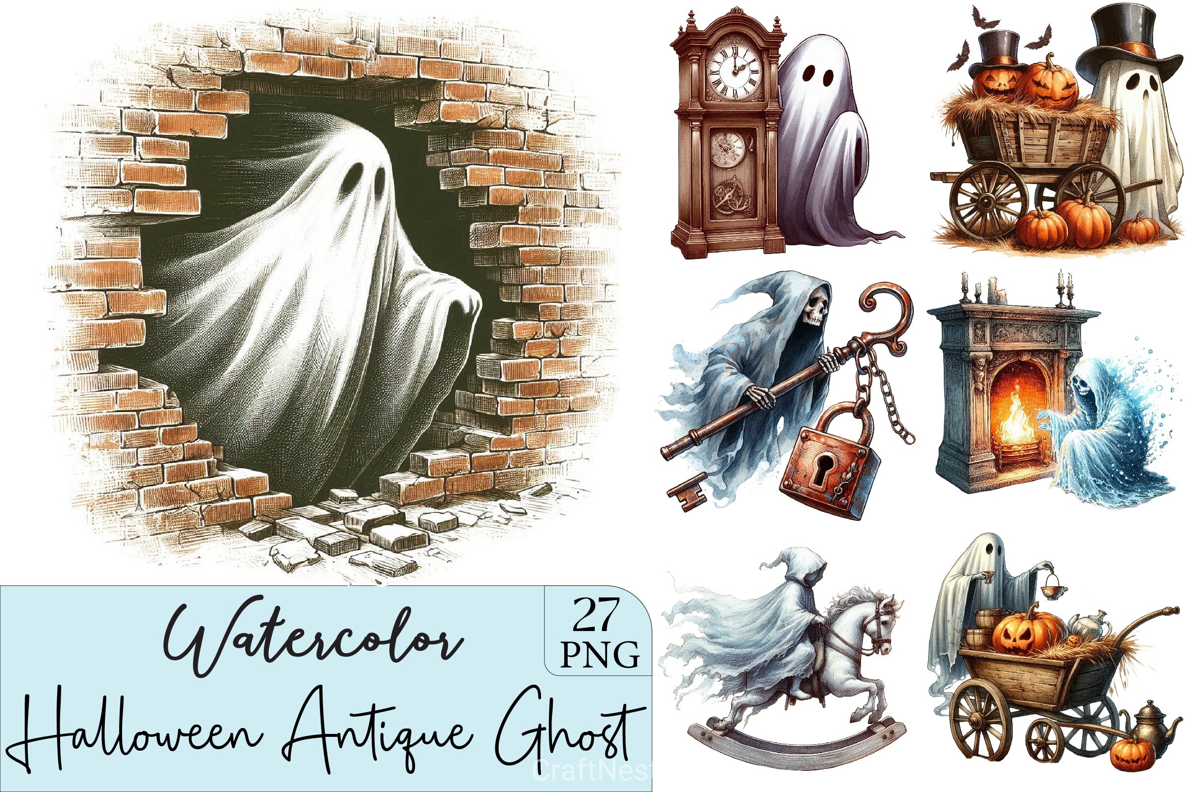 Halloween Ghost Clipart Bundle 12 - CraftNest - Digital Crafting and Art