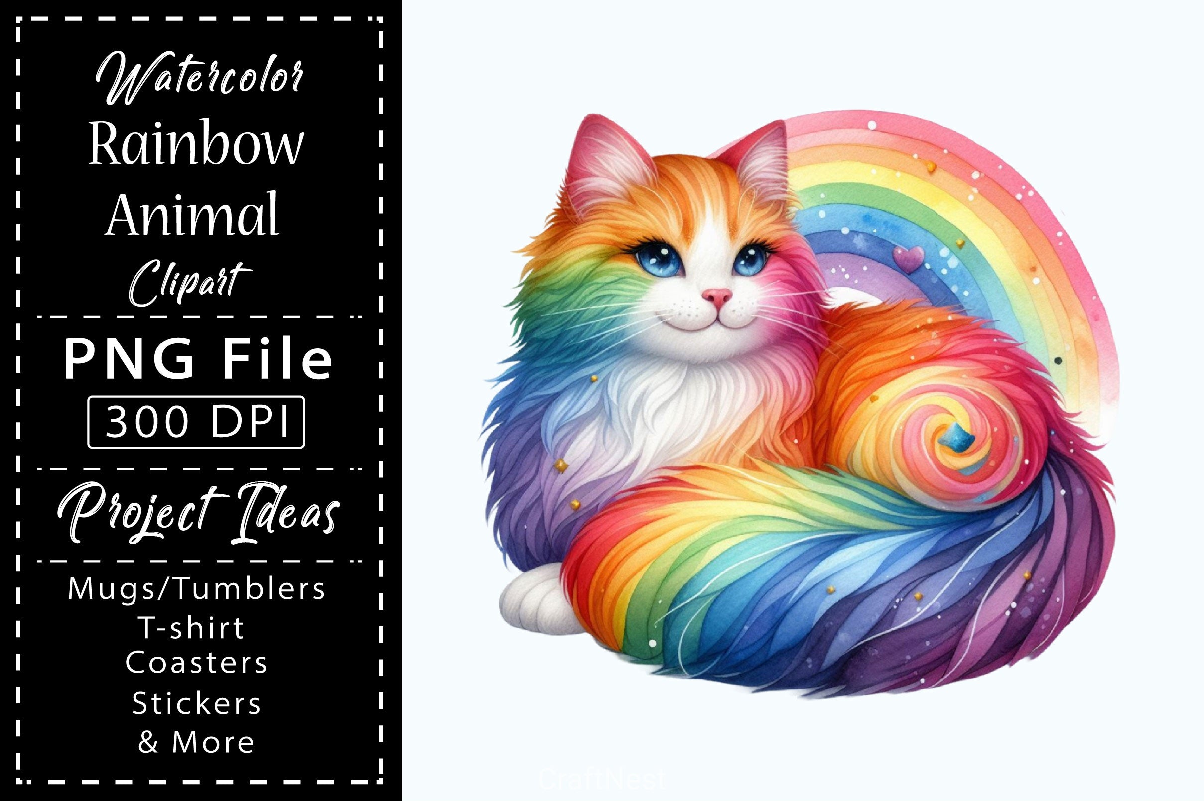 Rainbow Animals Clipart Set - CraftNest - Digital Crafting and Art
