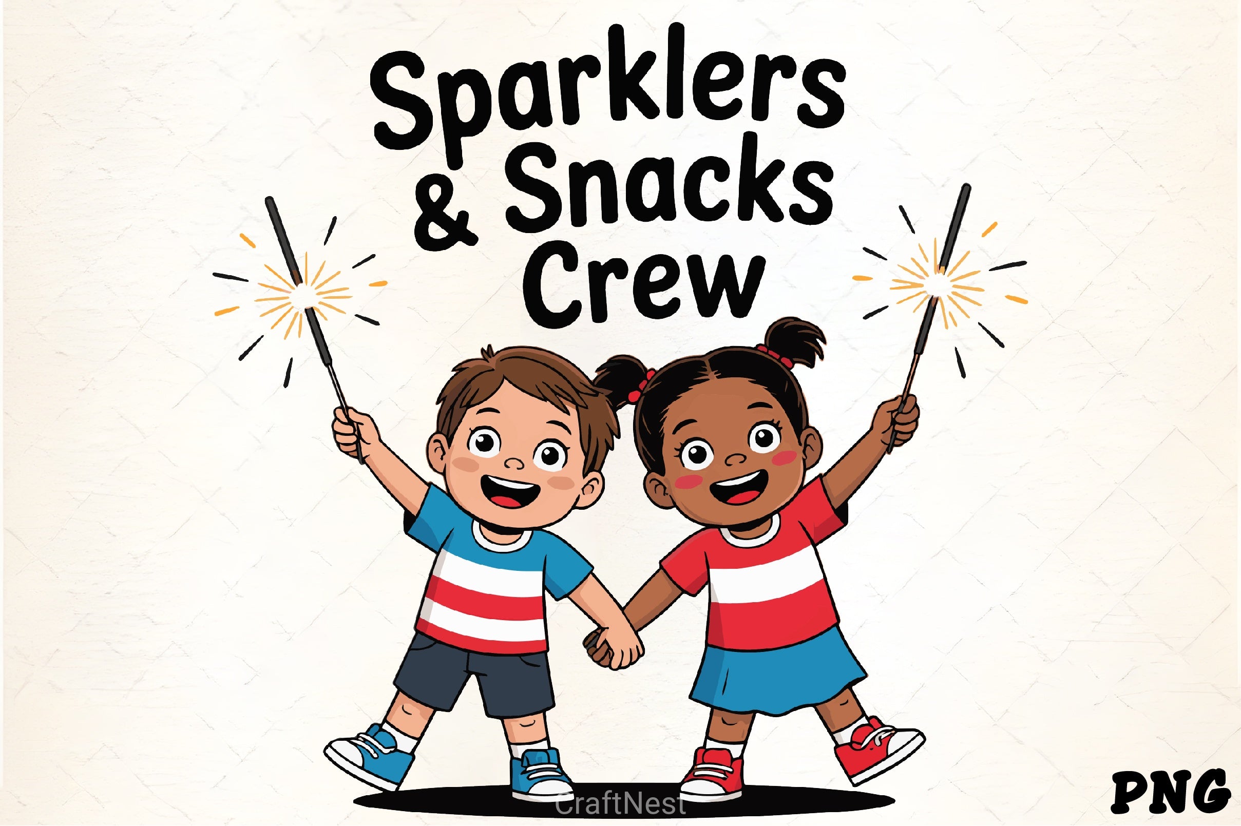 Happy Kids 4th of July Sparklers Clipart Bundle - CraftNest - Digital Crafting and Art