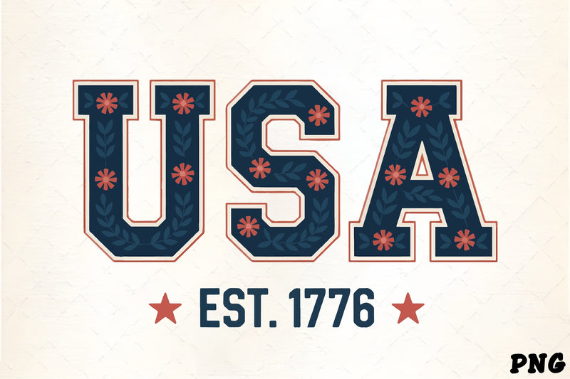 USA Floral Design Patriotic Tee Clipart Bundle - CraftNest - Digital Crafting and Art