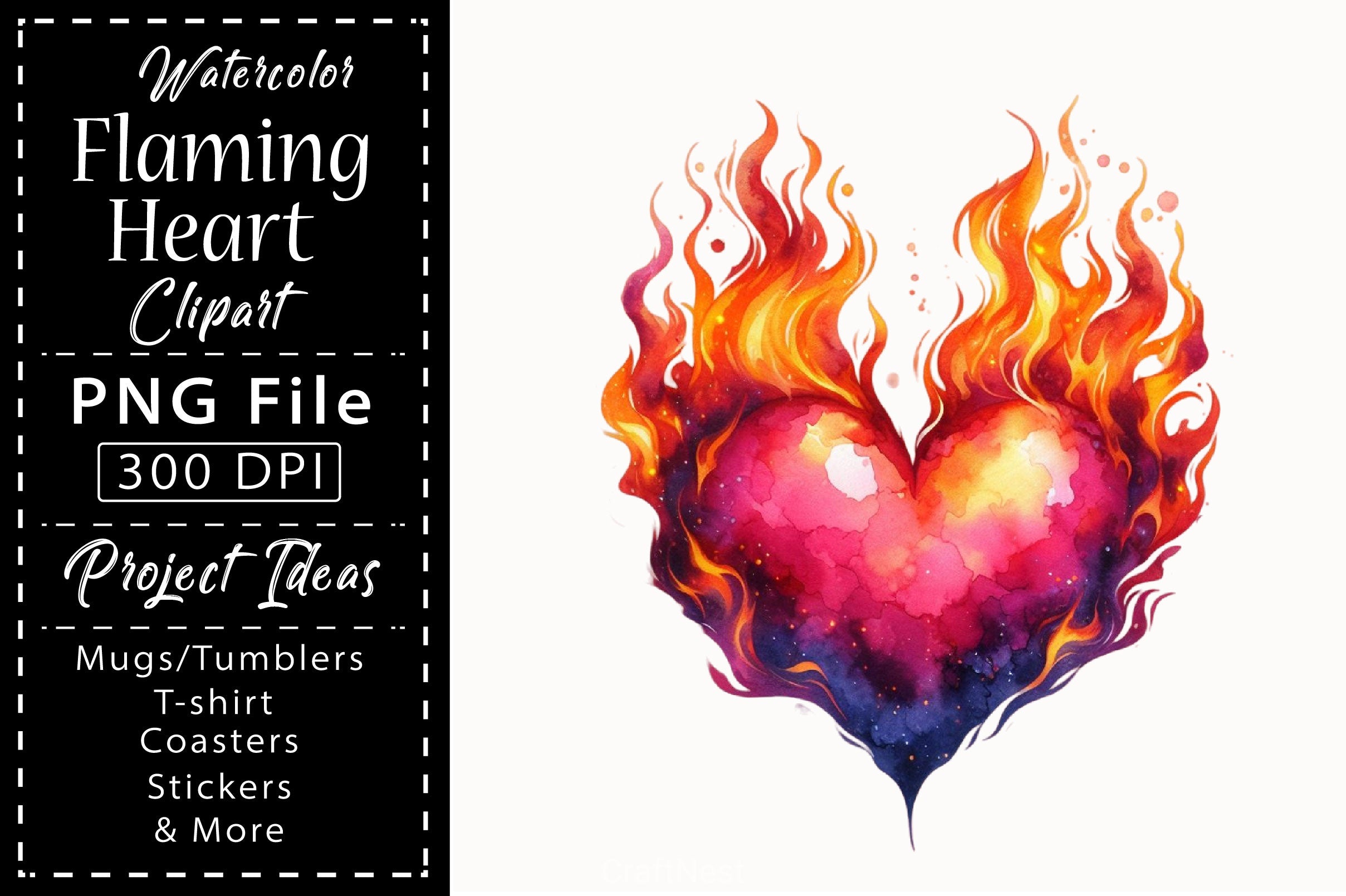 Flaming Heart Clipart Bundle 9 - CraftNest - Digital Crafting and Art