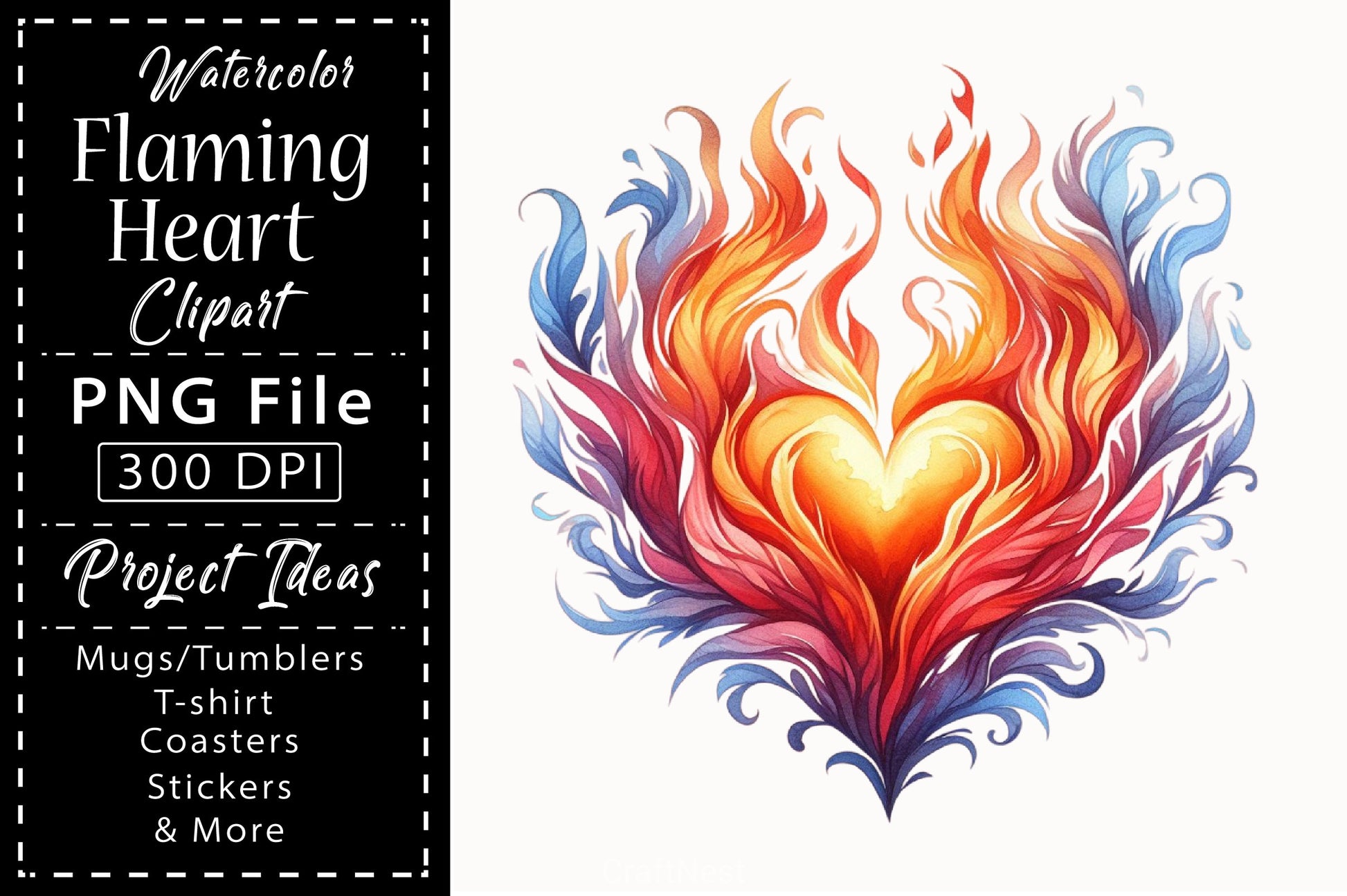 Flaming Heart Clipart Bundle 1 - CraftNest - Digital Crafting and Art