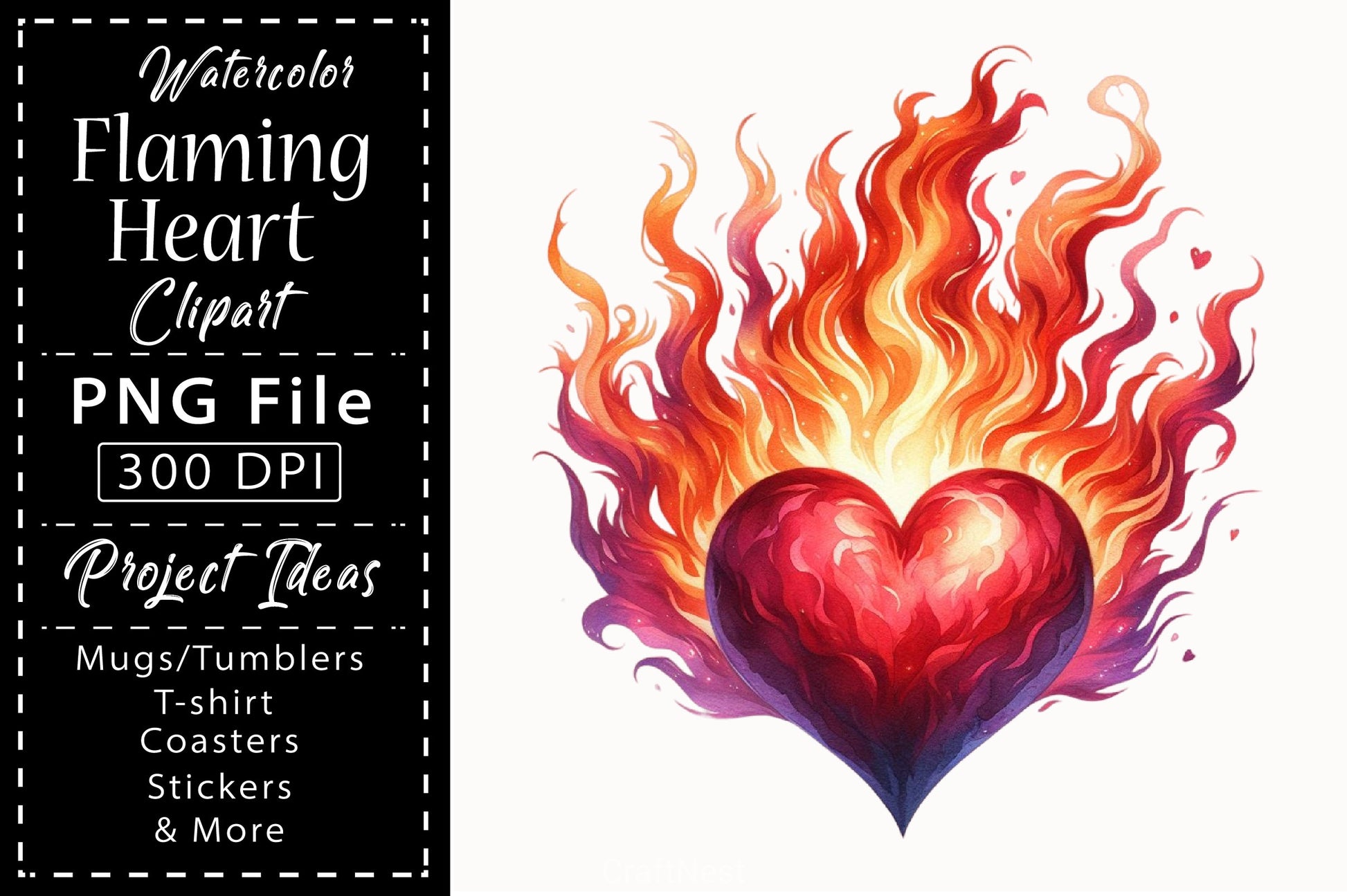 Flaming Heart Clipart Bundle 14 - CraftNest - Digital Crafting and Art