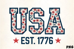 USA Floral Design Patriotic Flag Clipart Bundle - CraftNest - Digital Crafting and Art