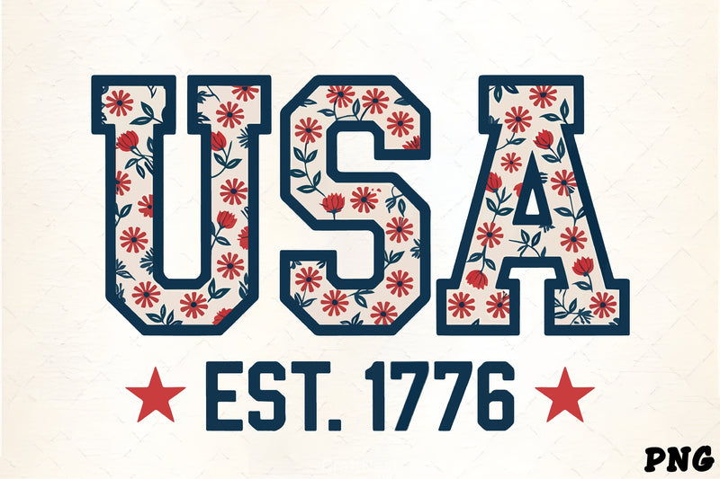 USA Floral Design Patriotic Flag Clipart Bundle - CraftNest - Digital Crafting and Art