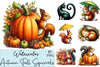 Autumn Squirrels Garden Clipart Bundle
