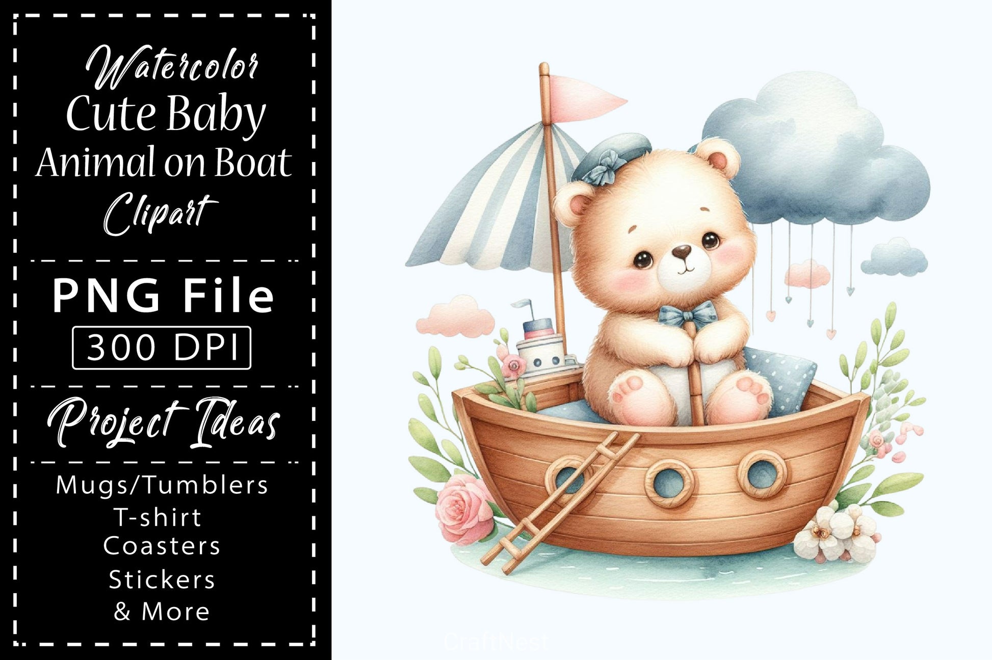 Cute Baby Animals Boat Clipart Bundle 20 - CraftNest - Digital Crafting and Art