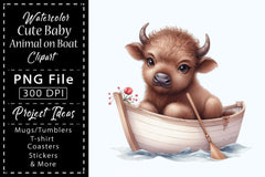Cute Baby Animals Boat Clipart Bundle 4 - CraftNest - Digital Crafting and Art