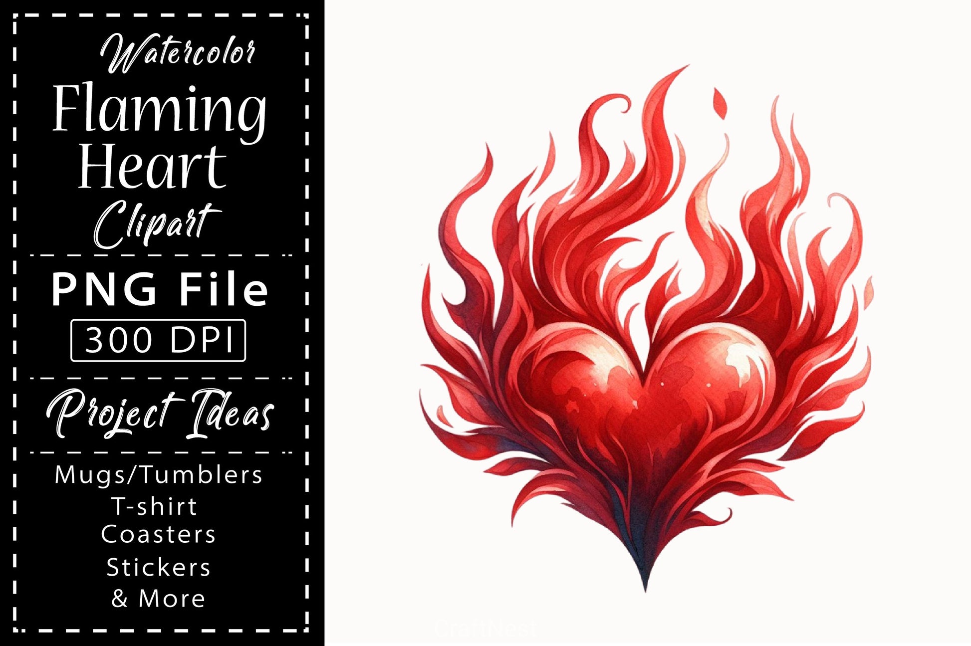 Flaming Heart Clipart Bundle 12 - CraftNest - Digital Crafting and Art