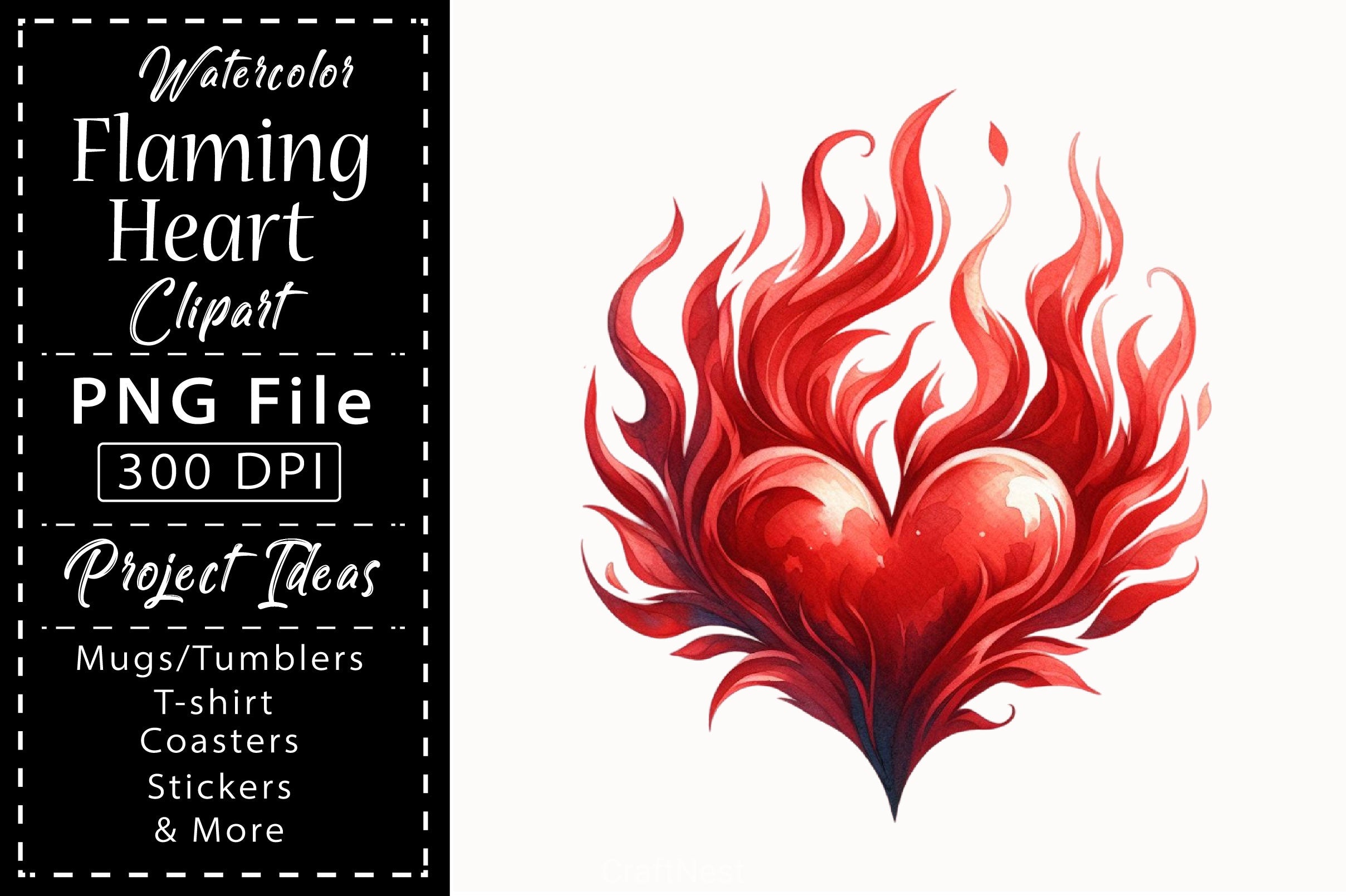 Flaming Heart Clipart Bundle 12 - CraftNest - Digital Crafting and Art