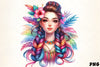 Rainbow Hair Girl Fantasy Art Clipart Bundle