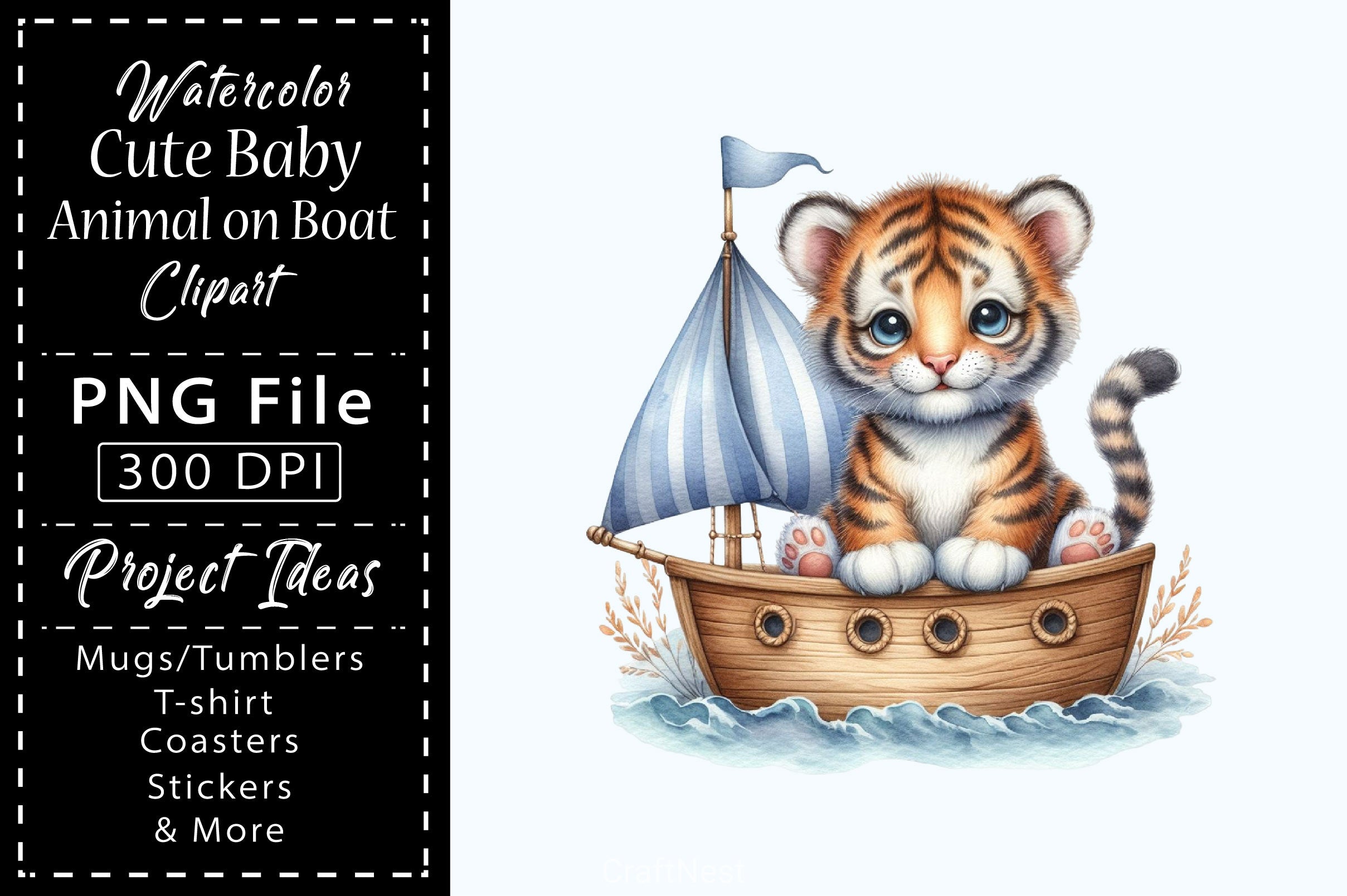 Cute Baby Animals Boat Clipart Bundle 15 - CraftNest - Digital Crafting and Art