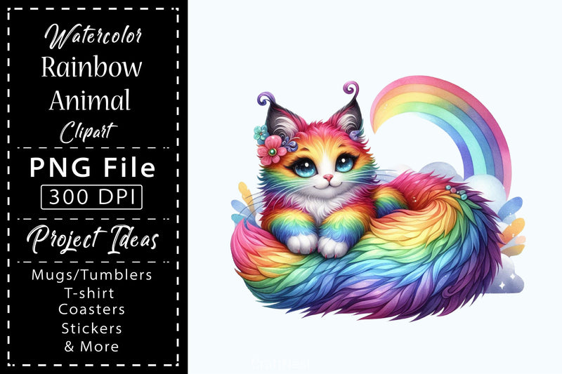 Rainbow Animals Clipart Set 1 - CraftNest - Digital Crafting and Art