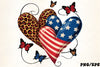 American & Leopard Print Hearts with Butterflies Clipart Bundle