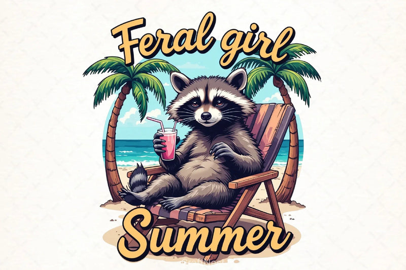 Feral Girl Summer Raccoon Shirt Clipart Bundle 2 - CraftNest - Digital Crafting and Art