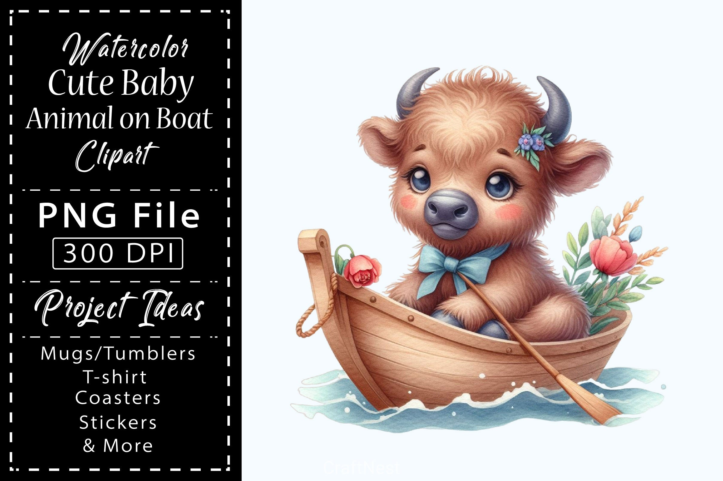Cute Baby Animals Boat Clipart Bundle 3 - CraftNest - Digital Crafting and Art