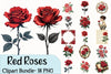 Red Roses Lithograph Clipart Bundle