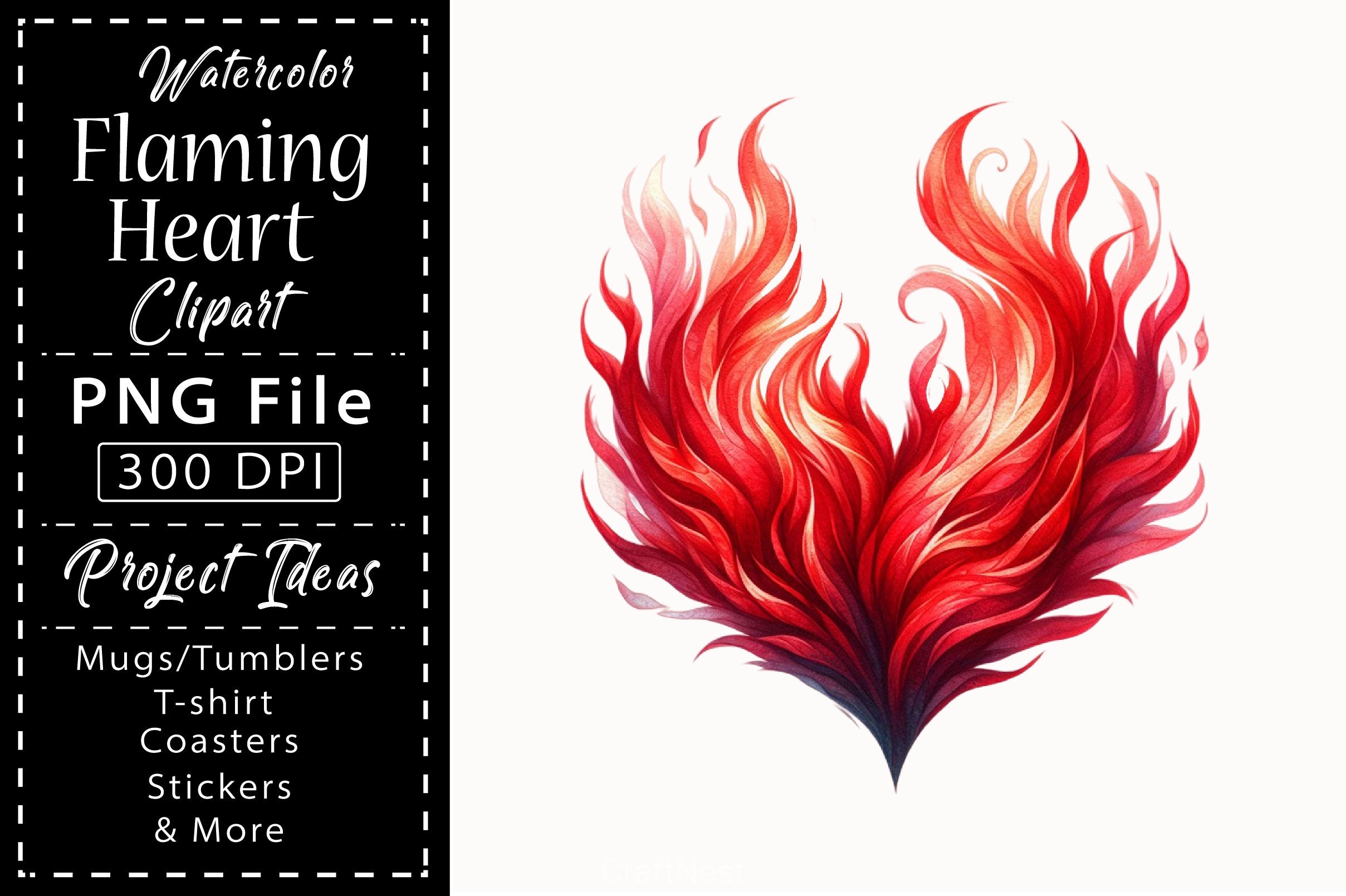 Flaming Heart Clipart Bundle 5 - CraftNest - Digital Crafting and Art