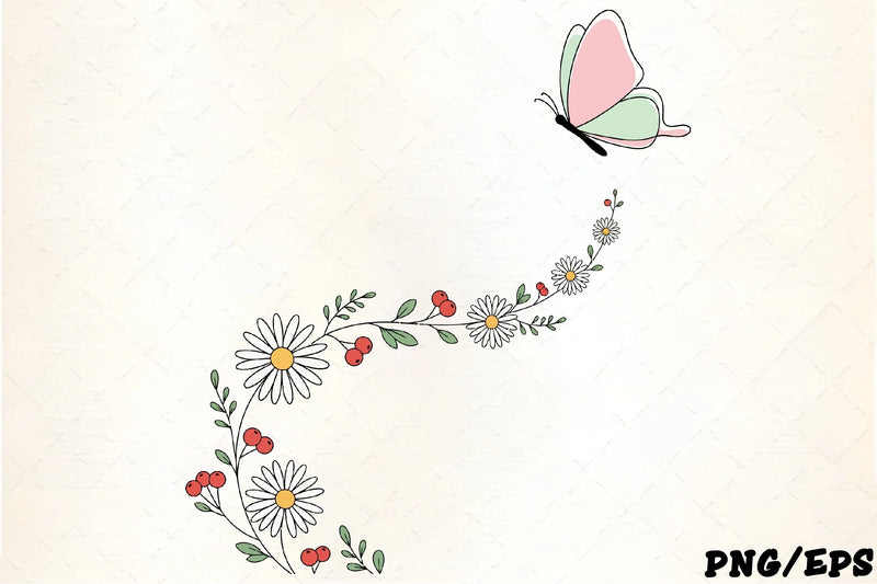 Delicate Floral & Butterfly Clipart Bundle - CraftNest - Digital Crafting and Art