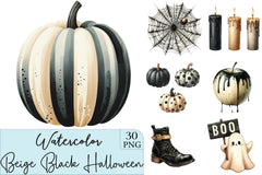 Beige & Black Halloween Clipart Bundle 2 - CraftNest - Digital Crafting and Art