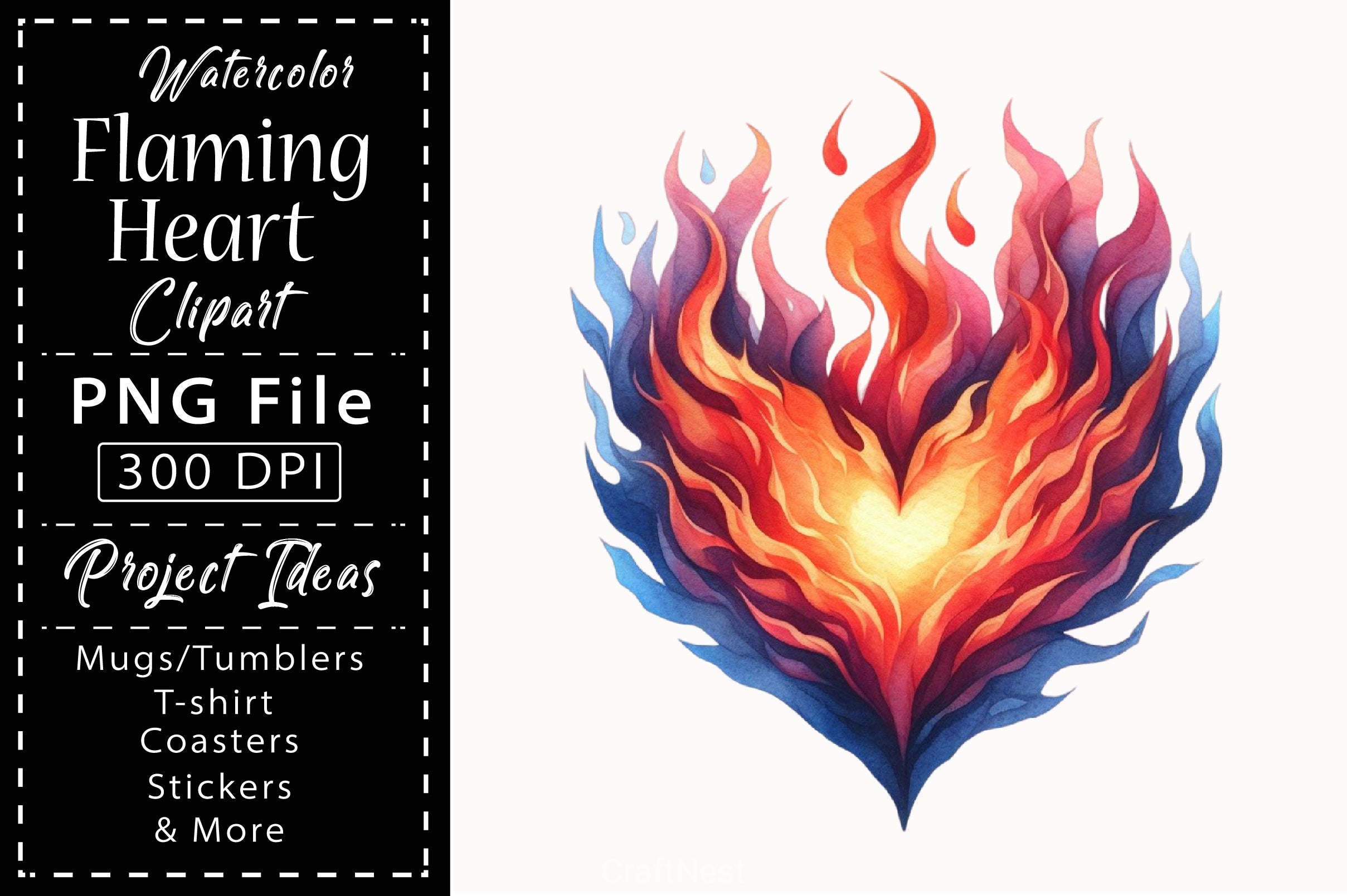 Flaming Heart Clipart Bundle 6 - CraftNest - Digital Crafting and Art