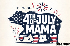 Fourth of July Mama Bear Clipart Bundle - CraftNest - Digital Crafting and Art