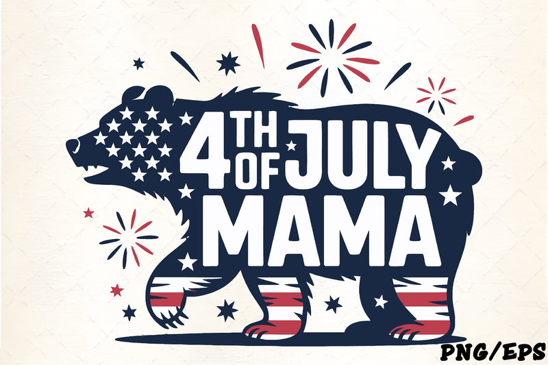 Fourth of July Mama Bear Clipart Bundle - CraftNest - Digital Crafting and Art