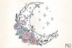 Crescent Moon Floral Clipart Bundle - CraftNest - Digital Crafting and Art