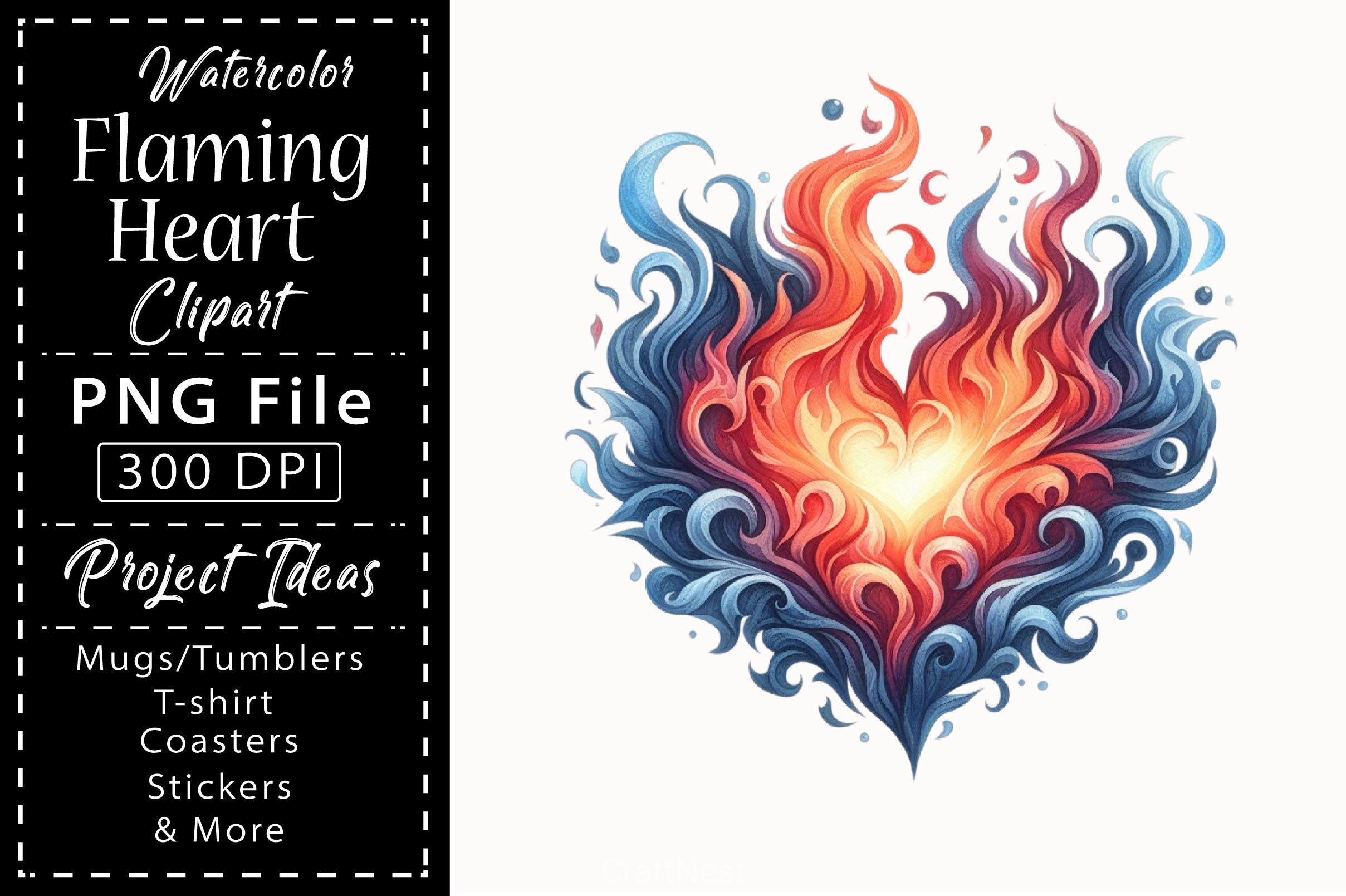 Flaming Heart Clipart Bundle 3 - CraftNest - Digital Crafting and Art