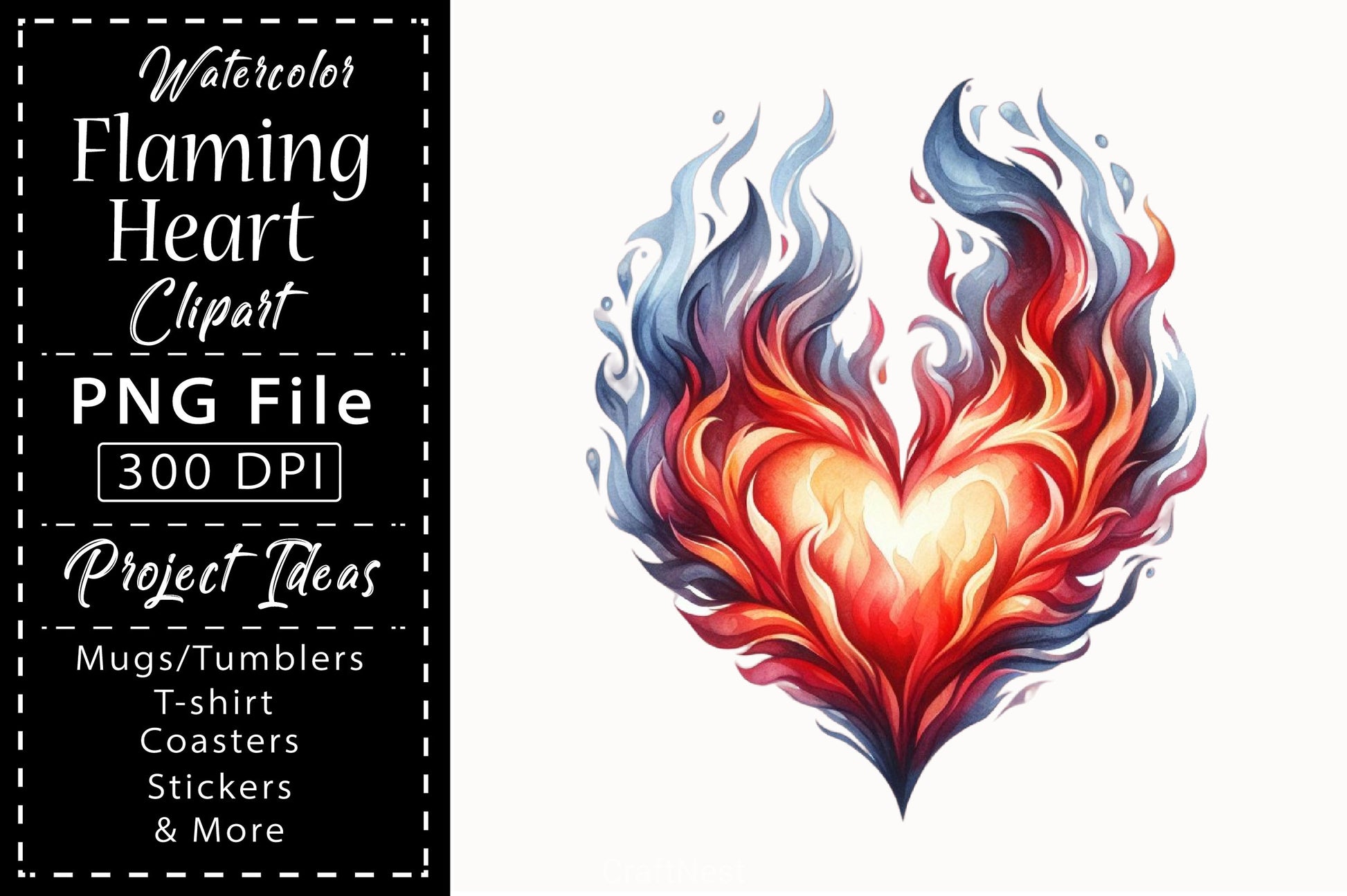 Flaming Heart Clipart Bundle 11 - CraftNest - Digital Crafting and Art