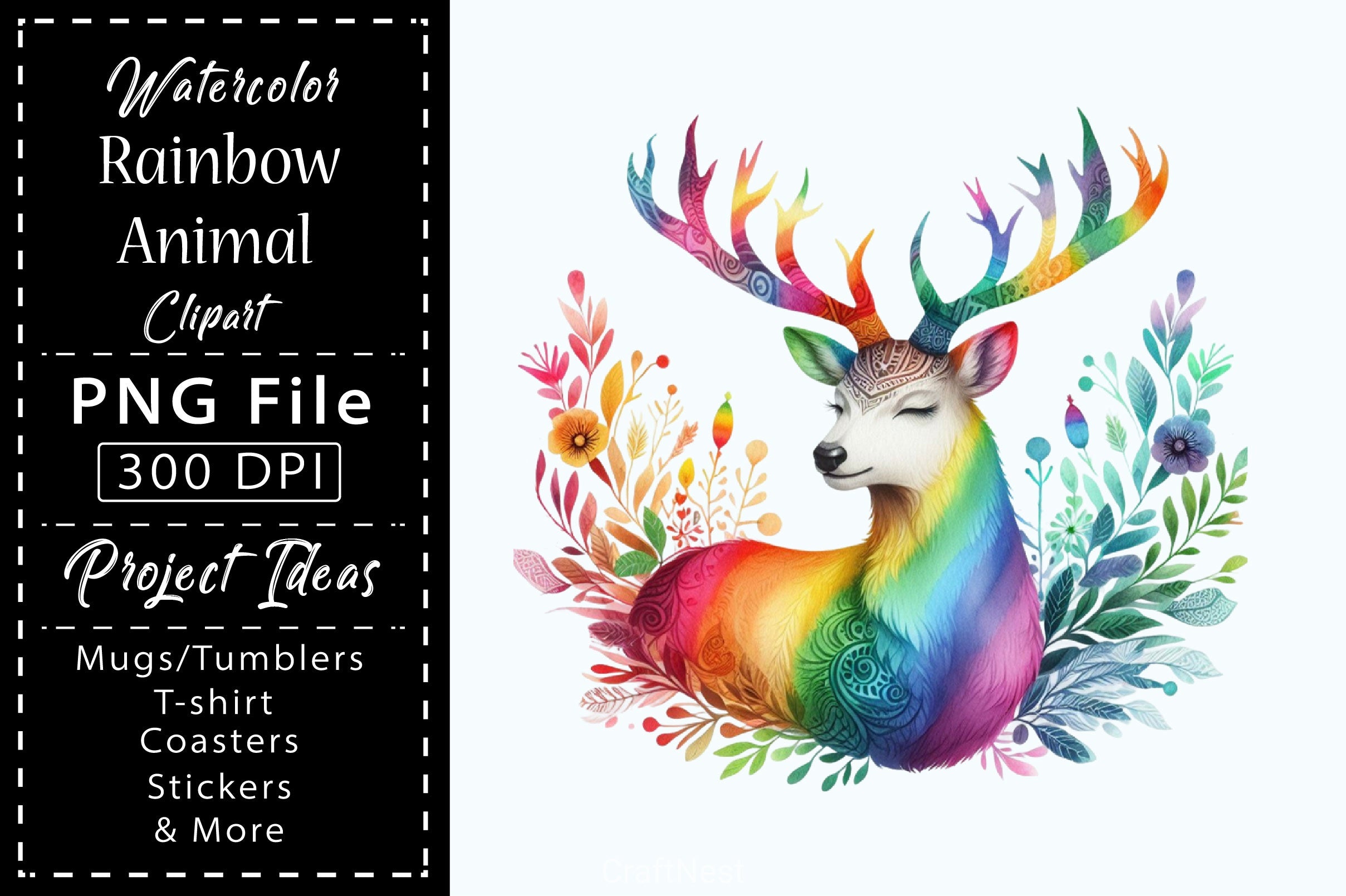 Rainbow Animals Clipart Set 4 - CraftNest - Digital Crafting and Art