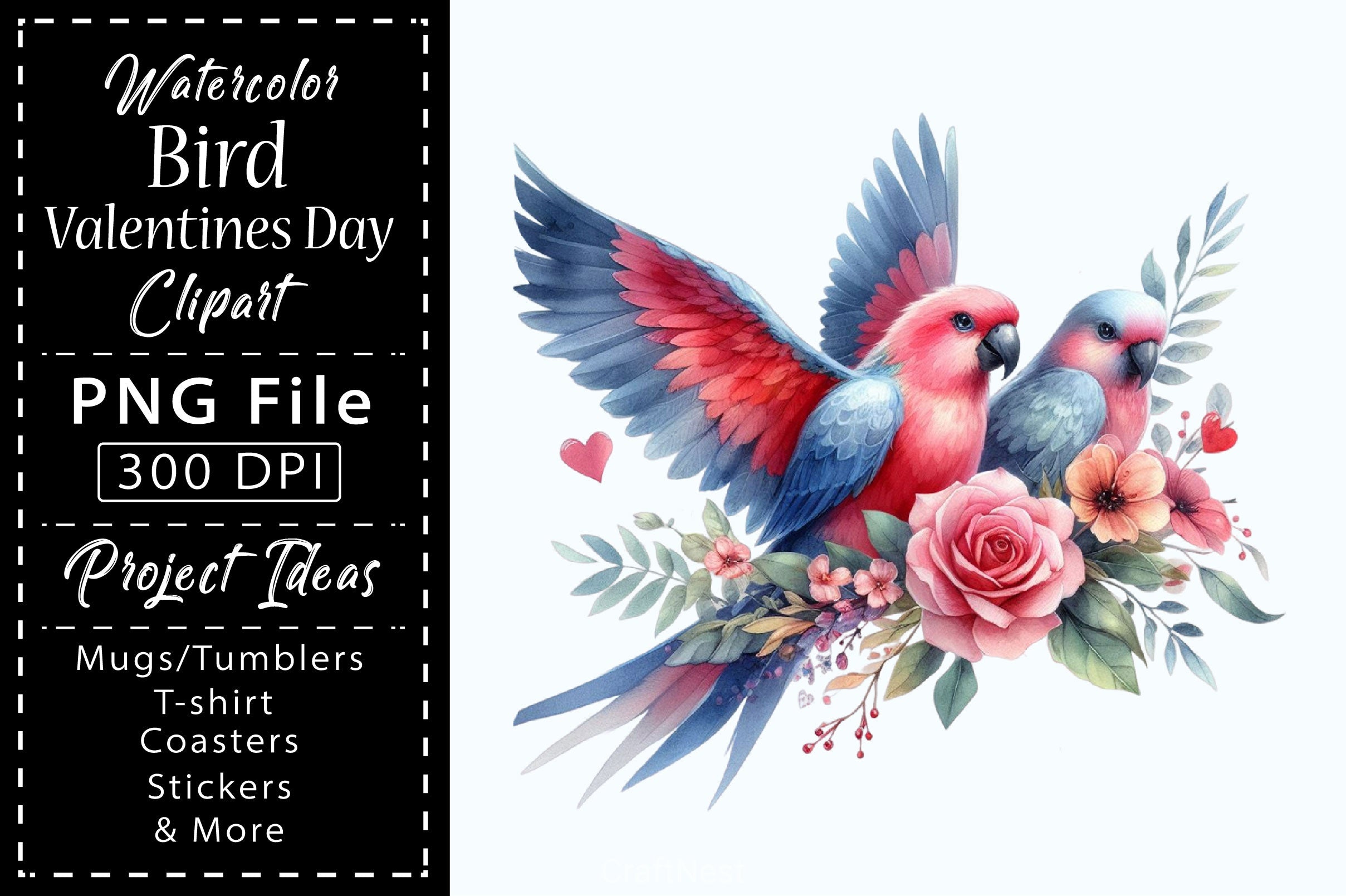 Bird Valentines Clipart Bundle - CraftNest - Digital Crafting and Art