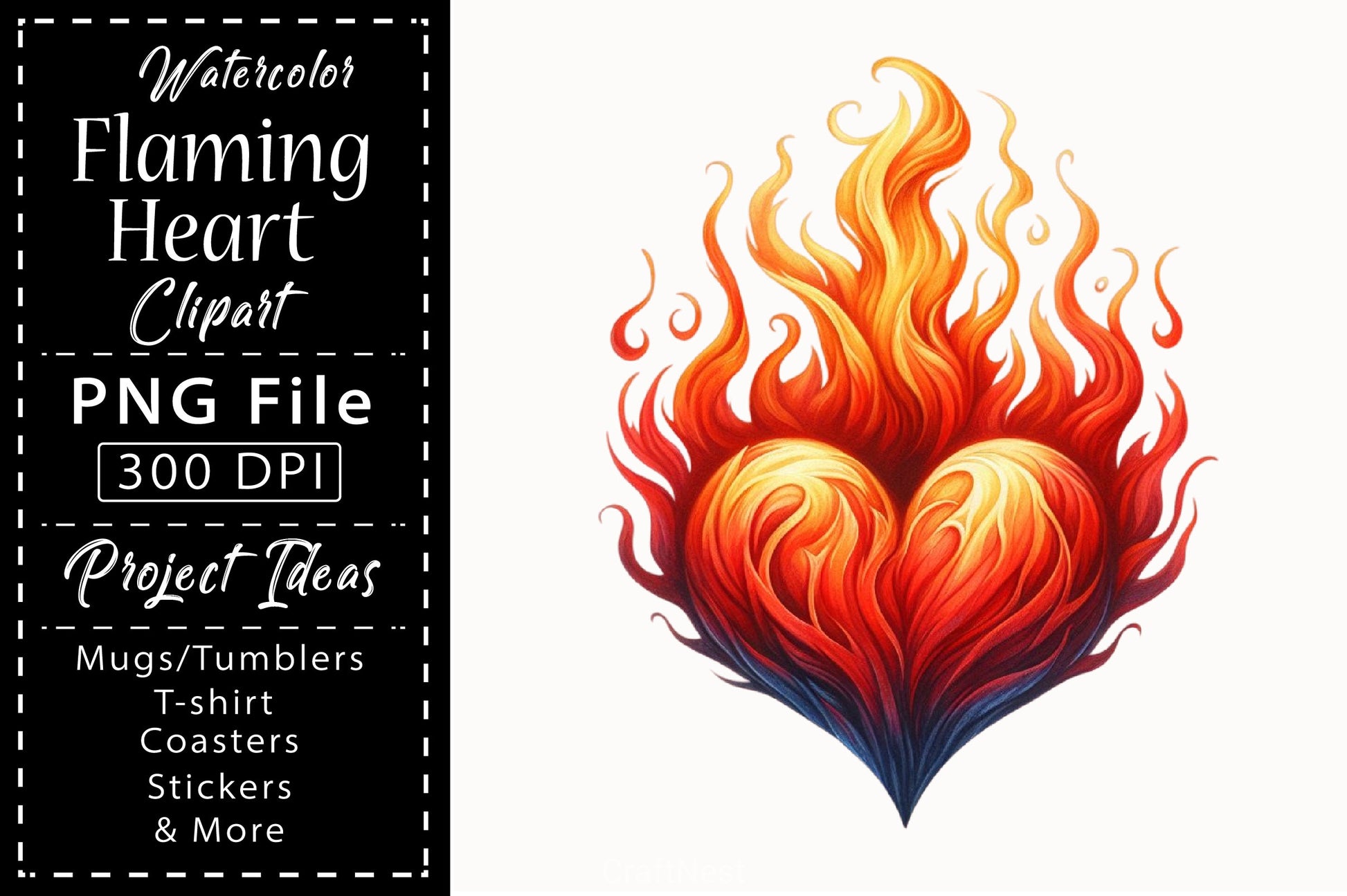 Flaming Heart Clipart Bundle 8 - CraftNest - Digital Crafting and Art