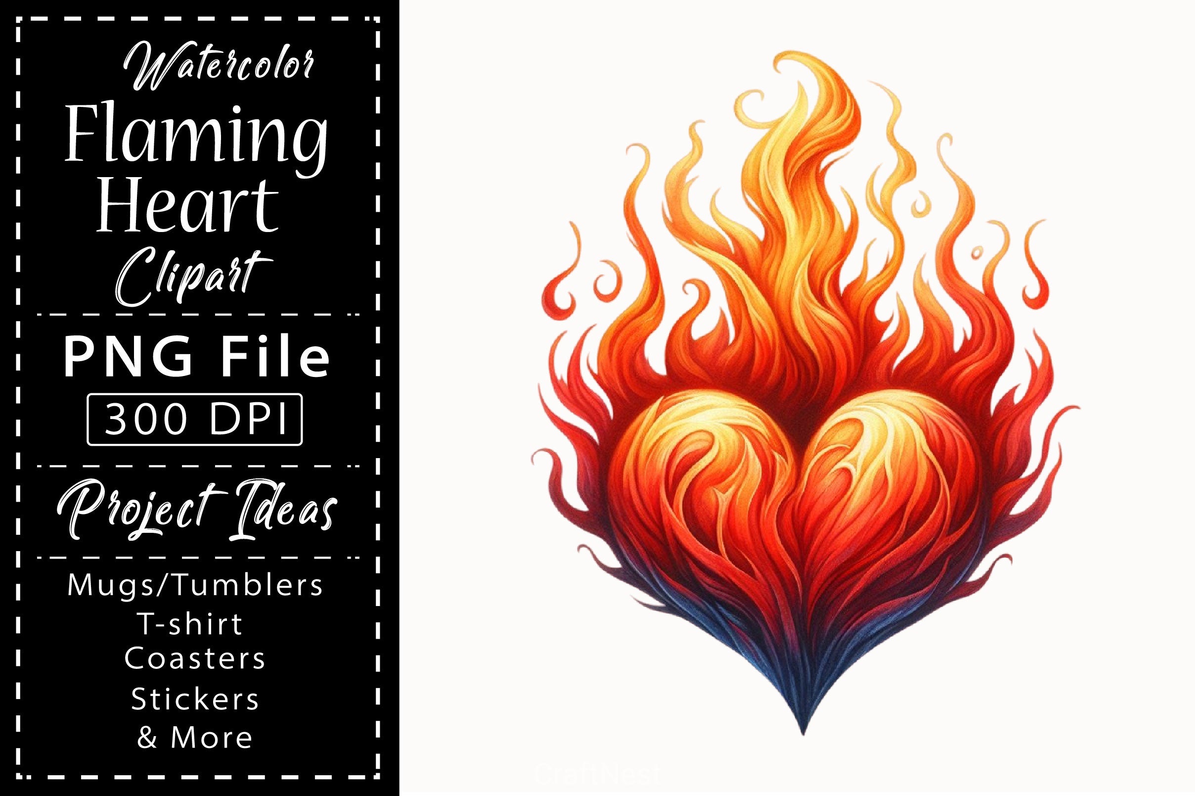 Flaming Heart Clipart Bundle 8 - CraftNest - Digital Crafting and Art