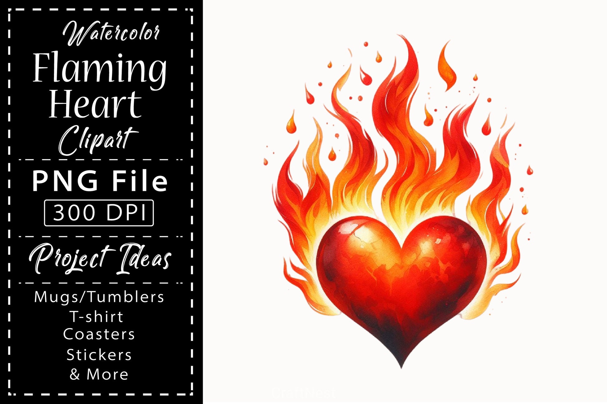 Flaming Heart Clipart Bundle 10 - CraftNest - Digital Crafting and Art