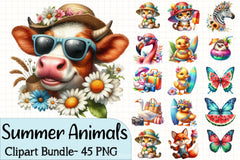Summer Animals Clipart Bundle - CraftNest - Digital Crafting and Art