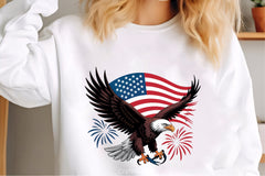 Bald Eagle with Flag & Fireworks Clipart Bundle - CraftNest - Digital Crafting and Art