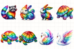 Rainbow Painted Animal Clipart Bundle - CraftNest - Digital Crafting and Art
