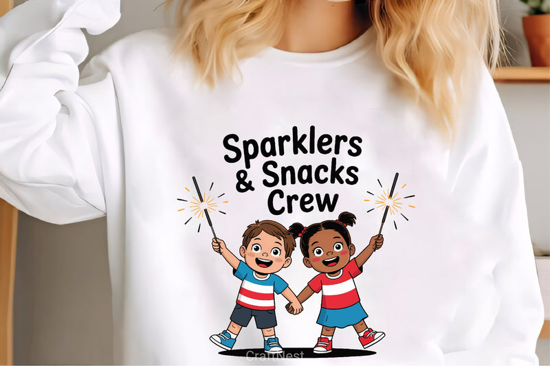 Happy Kids 4th of July Sparklers Clipart Bundle - CraftNest - Digital Crafting and Art