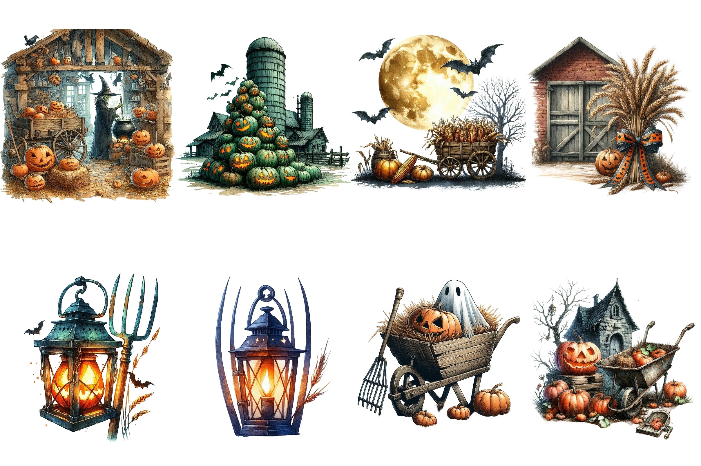 Antique Farming Halloween Clipart Bundle - CraftNest - Digital Crafting and Art