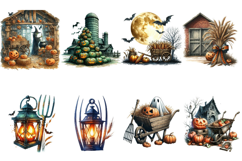 Antique Farming Halloween Clipart Bundle - CraftNest - Digital Crafting and Art