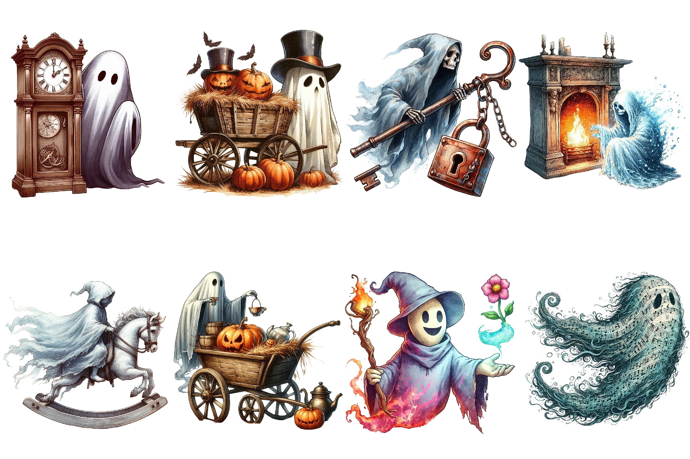 Halloween Ghost Clipart Bundle 12 - CraftNest - Digital Crafting and Art